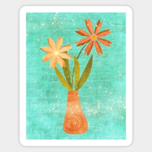 Orange Flowers in Vase Sticker